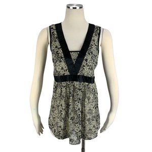 Motherhood Maternity Small Blouse Sleeveless Black White Semi Sheer Casual Caree